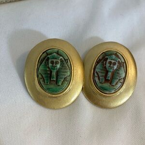 Egyptian Revival Pharaoh Vintage Pierced Earrings Travel Explore